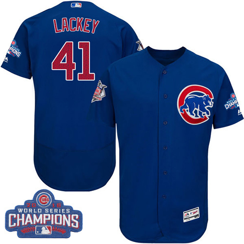 Men's Majestic Chicago Cubs #41 John Lackey Royal Blue 2016 World Series Champions Flexbase Authentic Collection MLB Jersey