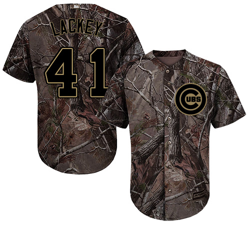 Youth Majestic Chicago Cubs #41 John Lackey Authentic Camo Realtree Collection Flex Base MLB Jersey