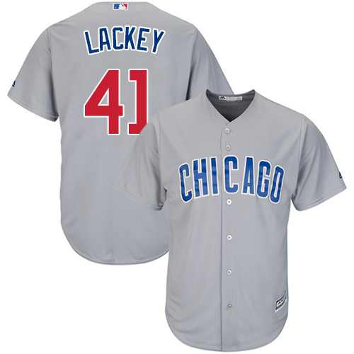 Youth Majestic Chicago Cubs #41 John Lackey Authentic Grey Road Cool Base MLB Jersey