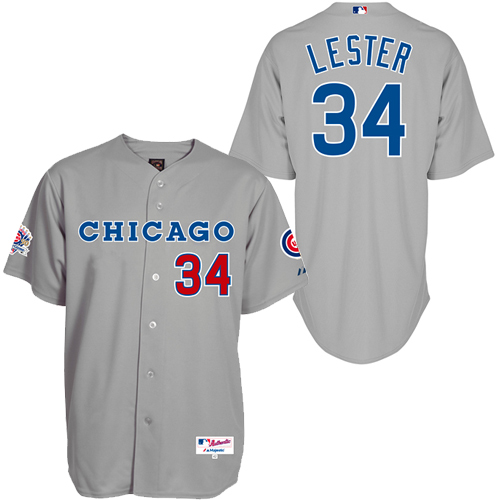 Men's Majestic Chicago Cubs #34 Jon Lester Authentic Grey 1990 Turn Back The Clock MLB Jersey
