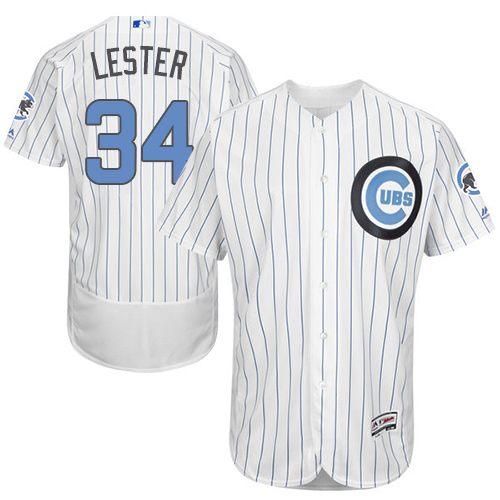 Men's Majestic Chicago Cubs #34 Jon Lester Authentic White 2016 Father's Day Fashion Flex Base MLB Jersey