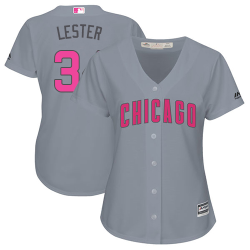 Women's Majestic Chicago Cubs #34 Jon Lester Authentic Grey Mother's Day Cool Base MLB Jersey