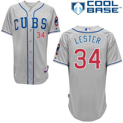 Youth Majestic Chicago Cubs #34 Jon Lester Authentic Grey Alternate Road Cool Base MLB Jersey