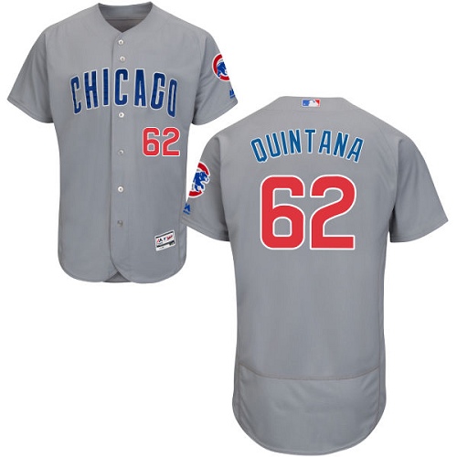 Men's Majestic Chicago Cubs #62 Jose Quintana Grey Road Flexbase Authentic Collection MLB Jersey