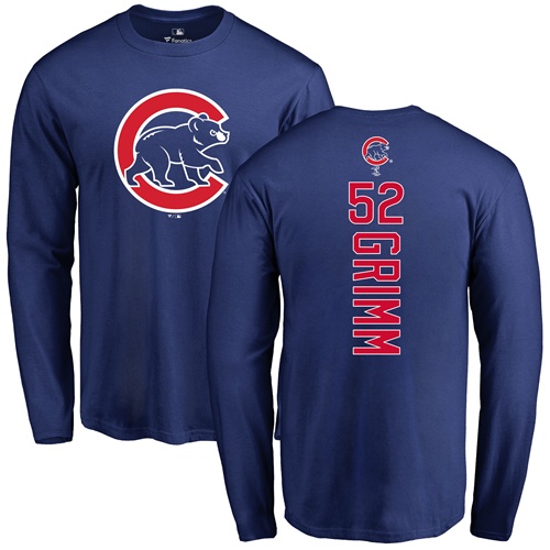MLB Nike Chicago Cubs #52 Justin Grimm Royal Blue Backer Long Sleeve T-Shirt