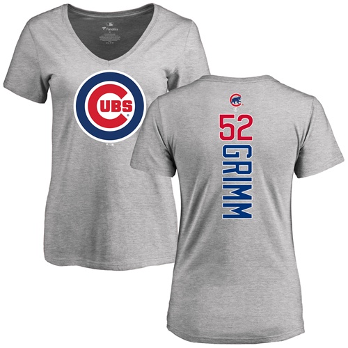 MLB Women's Nike Chicago Cubs #52 Justin Grimm Ash Backer T-Shirt