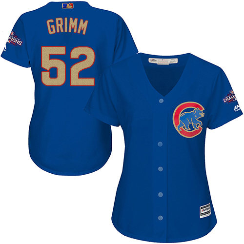 Women's Majestic Chicago Cubs #52 Justin Grimm Authentic Royal Blue 2017 Gold Champion MLB Jersey