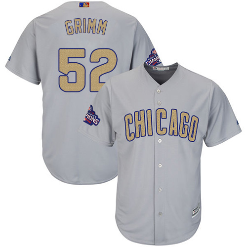 Youth Majestic Chicago Cubs #52 Justin Grimm Authentic Gray 2017 Gold Champion Cool Base MLB Jersey