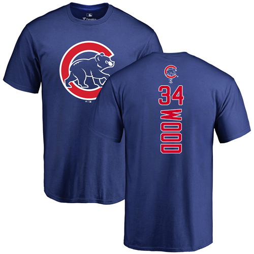 MLB Nike Chicago Cubs #34 Kerry Wood Royal Blue Backer T-Shirt