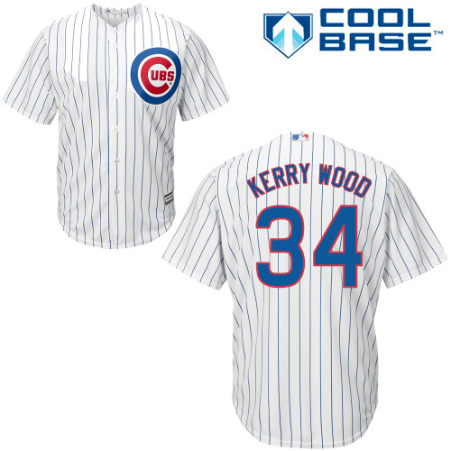 Men's Majestic Chicago Cubs #34 Kerry Wood Replica White Home Cool Base MLB Jersey