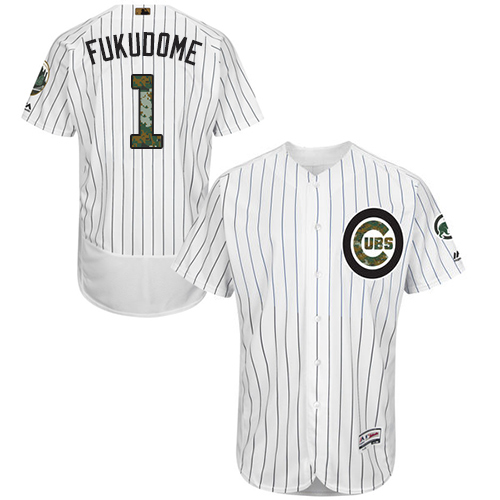 Men's Majestic Chicago Cubs #1 Kosuke Fukudome Authentic White 2016 Memorial Day Fashion Flex Base MLB Jersey