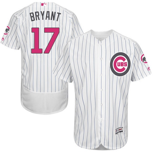 Men's Majestic Chicago Cubs #17 Kris Bryant Authentic White 2016 Mother's  Day Fashion Flex Base MLB