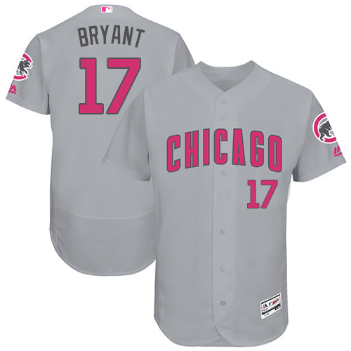 Men's Majestic Chicago Cubs #17 Kris Bryant Grey Mother's Day Flexbase Authentic Collection MLB Jersey