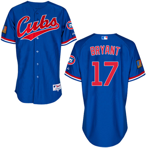 Men's Majestic Chicago Cubs #17 Kris Bryant Replica Blue 1994 Turn Back The Clock MLB Jersey