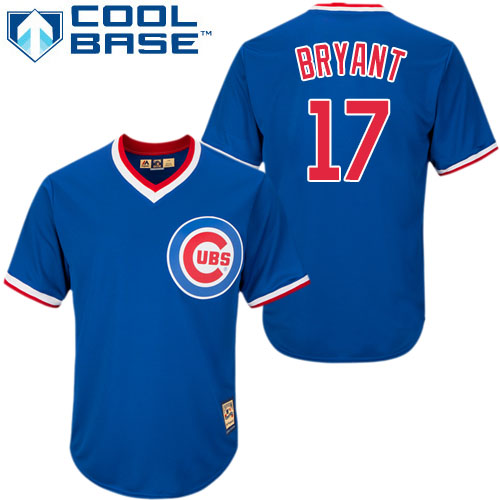 Men's Majestic Chicago Cubs #17 Kris Bryant Replica Royal Blue Cooperstown MLB Jersey