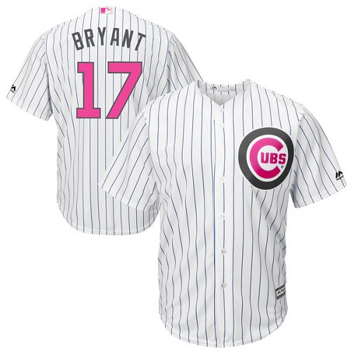 Men's Majestic Chicago Cubs #17 Kris Bryant Replica White 2016 Mother's Day Cool Base MLB Jersey