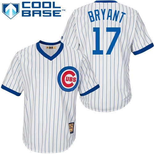 Men's Majestic Chicago Cubs #17 Kris Bryant Replica White Home Cooperstown MLB Jersey