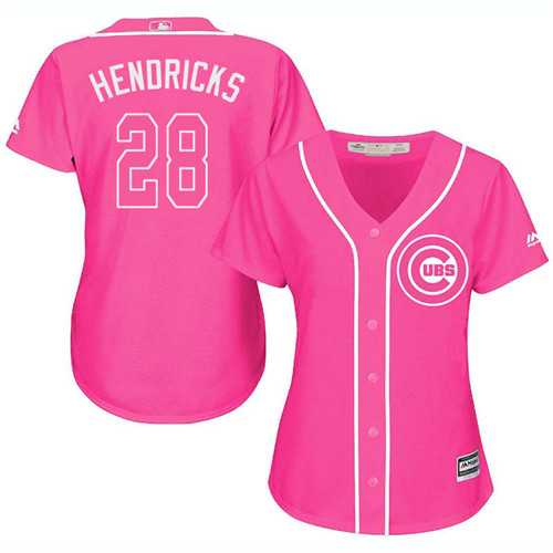 Women's Majestic Chicago Cubs #28 Kyle Hendricks Authentic Pink Fashion MLB Jersey