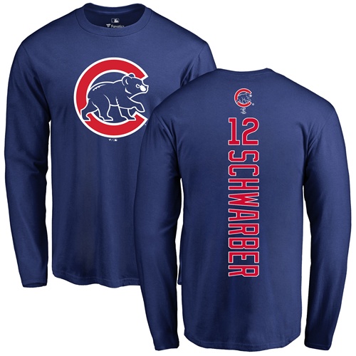 MLB Nike Chicago Cubs #12 Kyle Schwarber Royal Blue Backer Long Sleeve T-Shirt