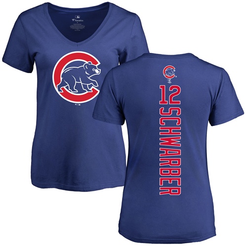 MLB Women's Nike Chicago Cubs #12 Kyle Schwarber Royal Blue Backer T-Shirt