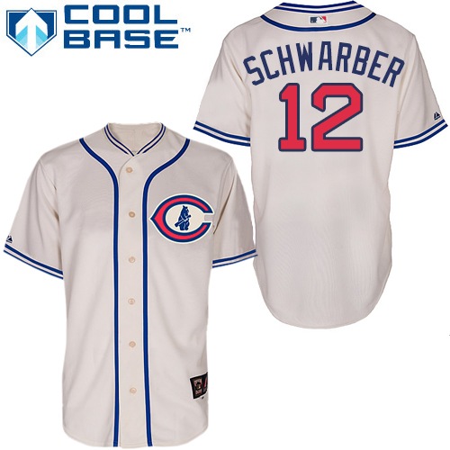 Men's Majestic Chicago Cubs #12 Kyle Schwarber Authentic Cream 1929 Turn Back The Clock MLB Jersey