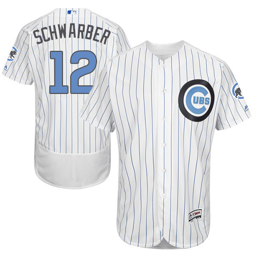 Men's Majestic Chicago Cubs #12 Kyle Schwarber Authentic White 2016 Father's Day Fashion Flex Base MLB Jersey