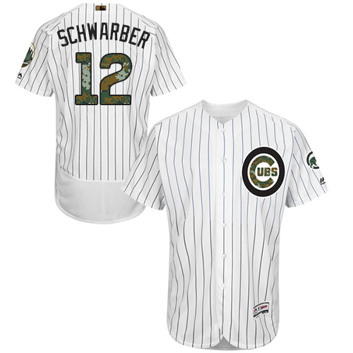 Men's Majestic Chicago Cubs #12 Kyle Schwarber Authentic White 2016 Memorial Day Fashion Flex Base MLB Jersey