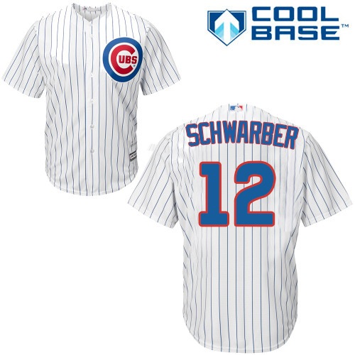 Men's Majestic Chicago Cubs #12 Kyle Schwarber Replica White Home Cool Base MLB Jersey