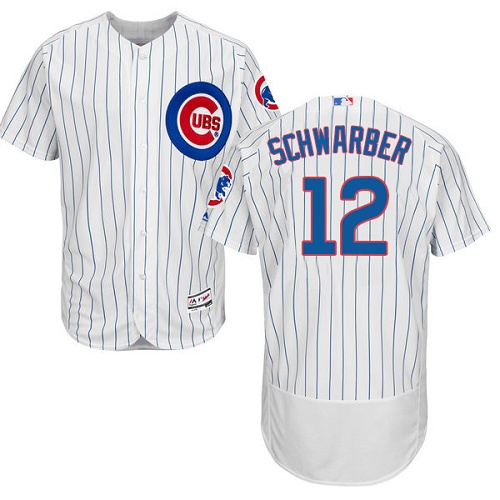 Men's Majestic Chicago Cubs #12 Kyle Schwarber White Home Flex Base Authentic Collection MLB Jersey