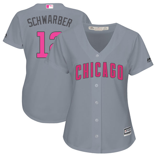 Women's Majestic Chicago Cubs #12 Kyle Schwarber Authentic Grey Mother's Day Cool Base MLB Jersey