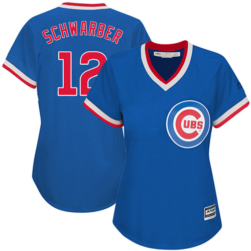 Women's Majestic Chicago Cubs #12 Kyle Schwarber Authentic Royal Blue Cooperstown MLB Jersey