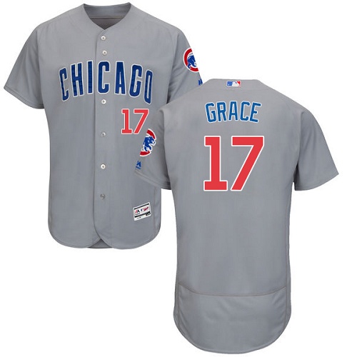 Men's Majestic Chicago Cubs #17 Mark Grace Grey Road Flex Base Authentic Collection MLB Jersey