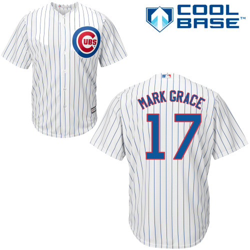 Men's Majestic Chicago Cubs #17 Mark Grace Replica White Home Cool Base MLB Jersey