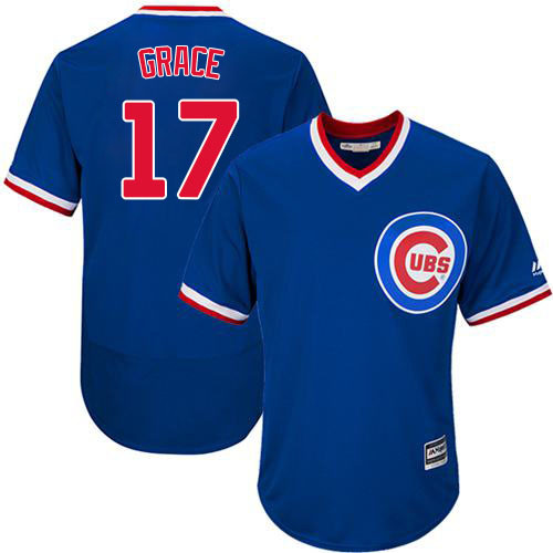 Men's Majestic Chicago Cubs #17 Mark Grace Royal Blue Flexbase Authentic Collection Cooperstown MLB Jersey