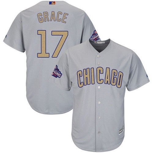 Women's Majestic Chicago Cubs #17 Mark Grace Authentic Gray 2017 Gold Champion MLB Jersey