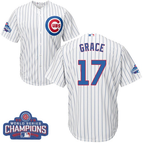 Youth Majestic Chicago Cubs #17 Mark Grace Authentic White Home 2016 World Series Champions Cool Base MLB Jersey