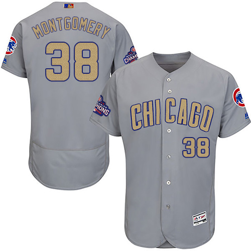 Men's Majestic Chicago Cubs #38 Mike Montgomery Gray 2017 Gold Champion Flexbase Authentic Collection MLB Jersey