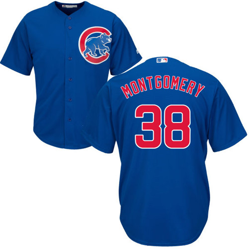 Youth Majestic Chicago Cubs #38 Mike Montgomery Authentic Royal Blue Alternate Cool Base MLB Jersey