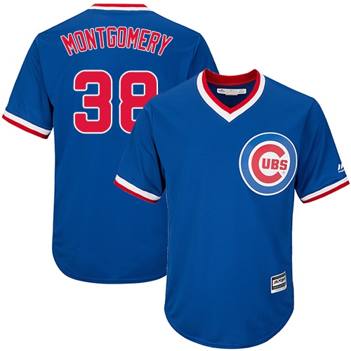 Youth Majestic Chicago Cubs #38 Mike Montgomery Authentic Royal Blue Cooperstown Cool Base MLB Jersey
