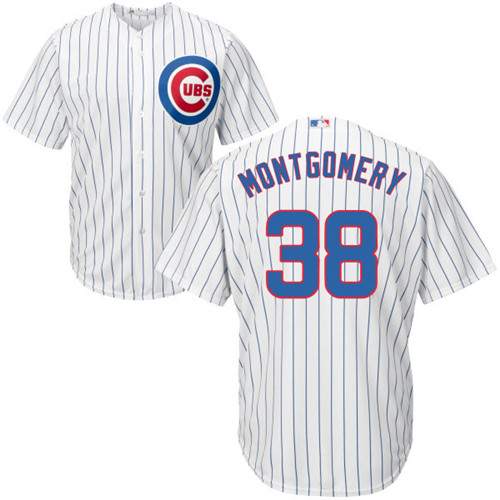 Youth Majestic Chicago Cubs #38 Mike Montgomery Authentic White Home Cool Base MLB Jersey