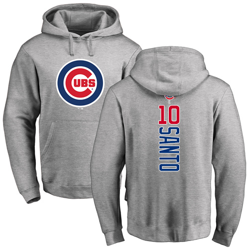 MLB Nike Chicago Cubs #10 Ron Santo Ash Backer Pullover Hoodie