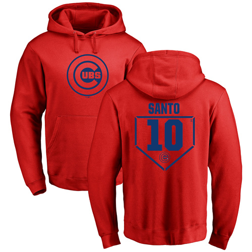 MLB Nike Chicago Cubs #10 Ron Santo Red RBI Pullover Hoodie