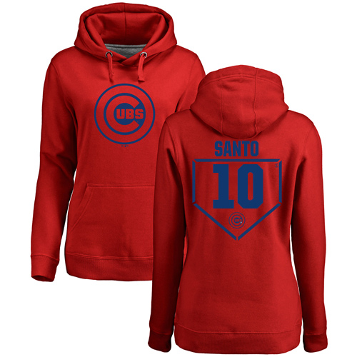 MLB Women's Nike Chicago Cubs #10 Ron Santo Red RBI Pullover Hoodie