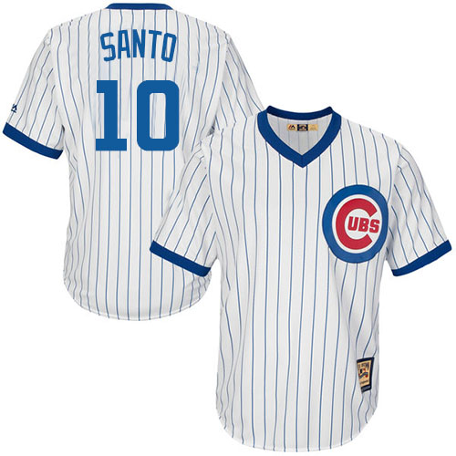 Men's Majestic Chicago Cubs #10 Ron Santo Replica White Home Cooperstown MLB Jersey