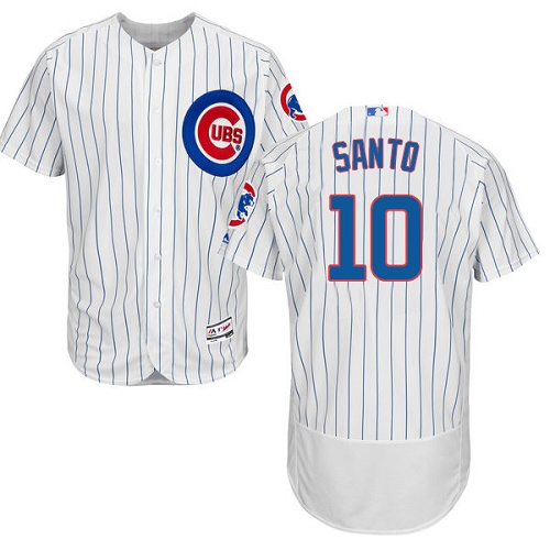 Men's Majestic Chicago Cubs #10 Ron Santo White Home Flex Base Authentic Collection MLB Jersey