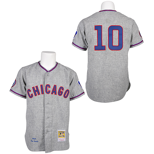 Men's Mitchell and Ness 1968 Chicago Cubs #10 Ron Santo Authentic Grey  Throwback MLB Jersey
