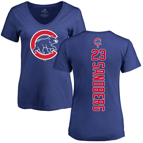 MLB Women's Nike Chicago Cubs #23 Ryne Sandberg Royal Blue Backer T-Shirt