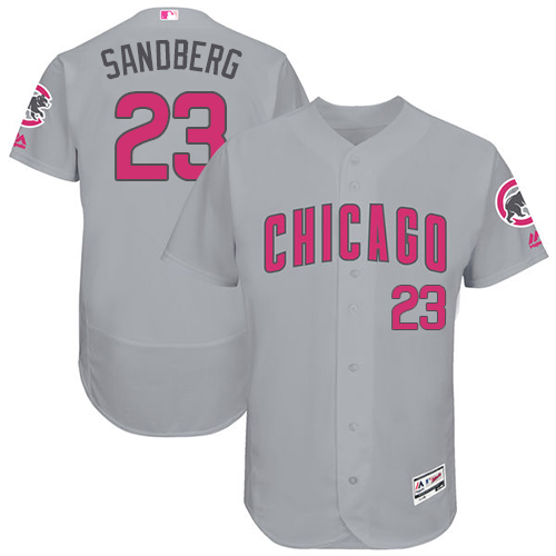 Men's Majestic Chicago Cubs #23 Ryne Sandberg Grey Mother's Day Flexbase Authentic Collection MLB Jersey