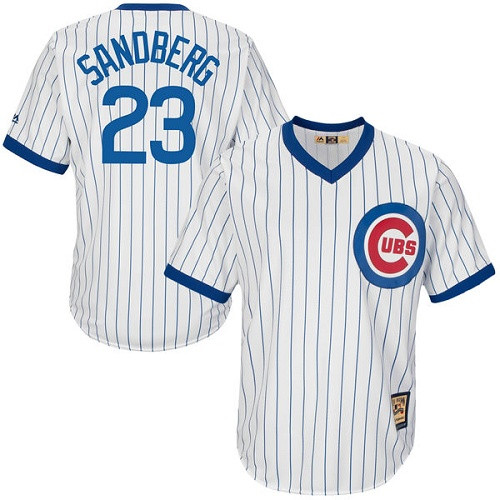 Men's Majestic Chicago Cubs #23 Ryne Sandberg Replica White Home Cooperstown MLB Jersey