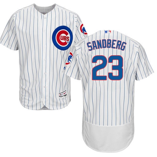 Men's Majestic Chicago Cubs #23 Ryne Sandberg White Home Flex Base Authentic Collection MLB Jersey